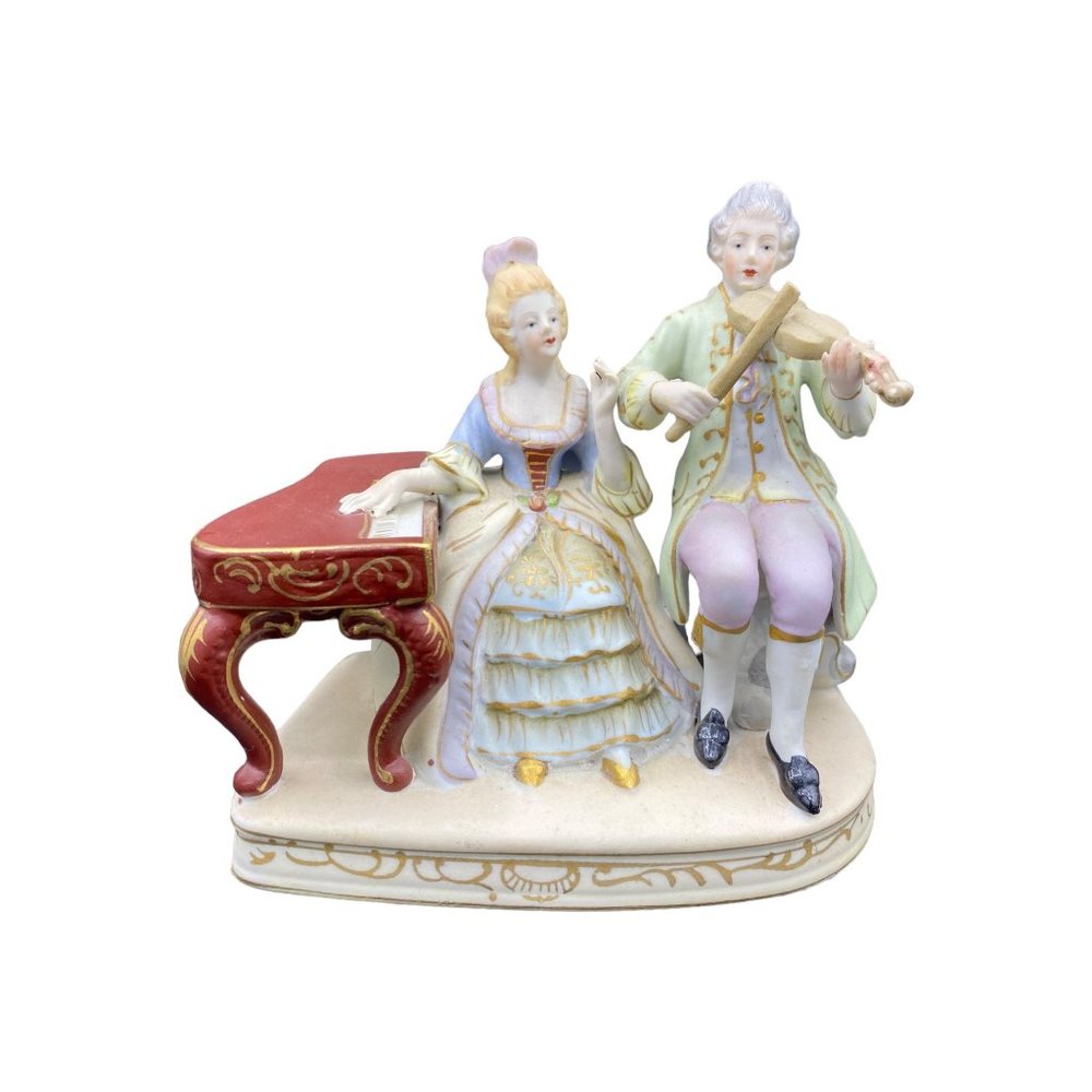 Vintage Hal-Sey Fifth Bisque Porcelain Victorian Figure Violin Piano